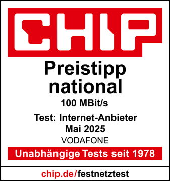 CHIP zeichnet Vodafone Festnetz im Mai 2025 mit „Preistipp National